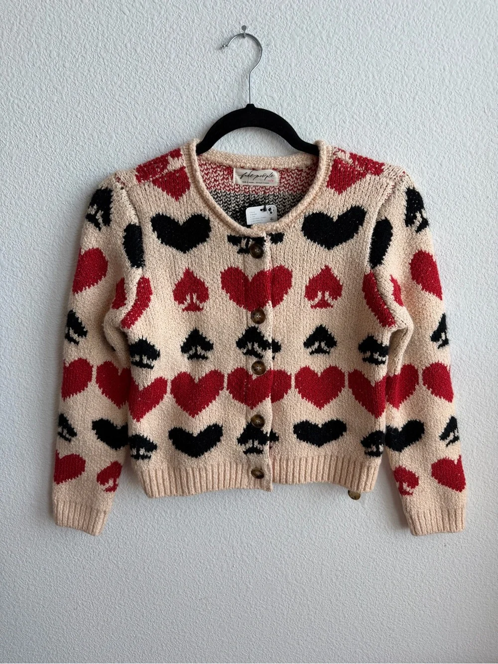 FREE PEOPLE “QUEENIE CARDIGAN” *NWT $168.00 *SIZE: X-SMALL *COLOR: BLACK/RED